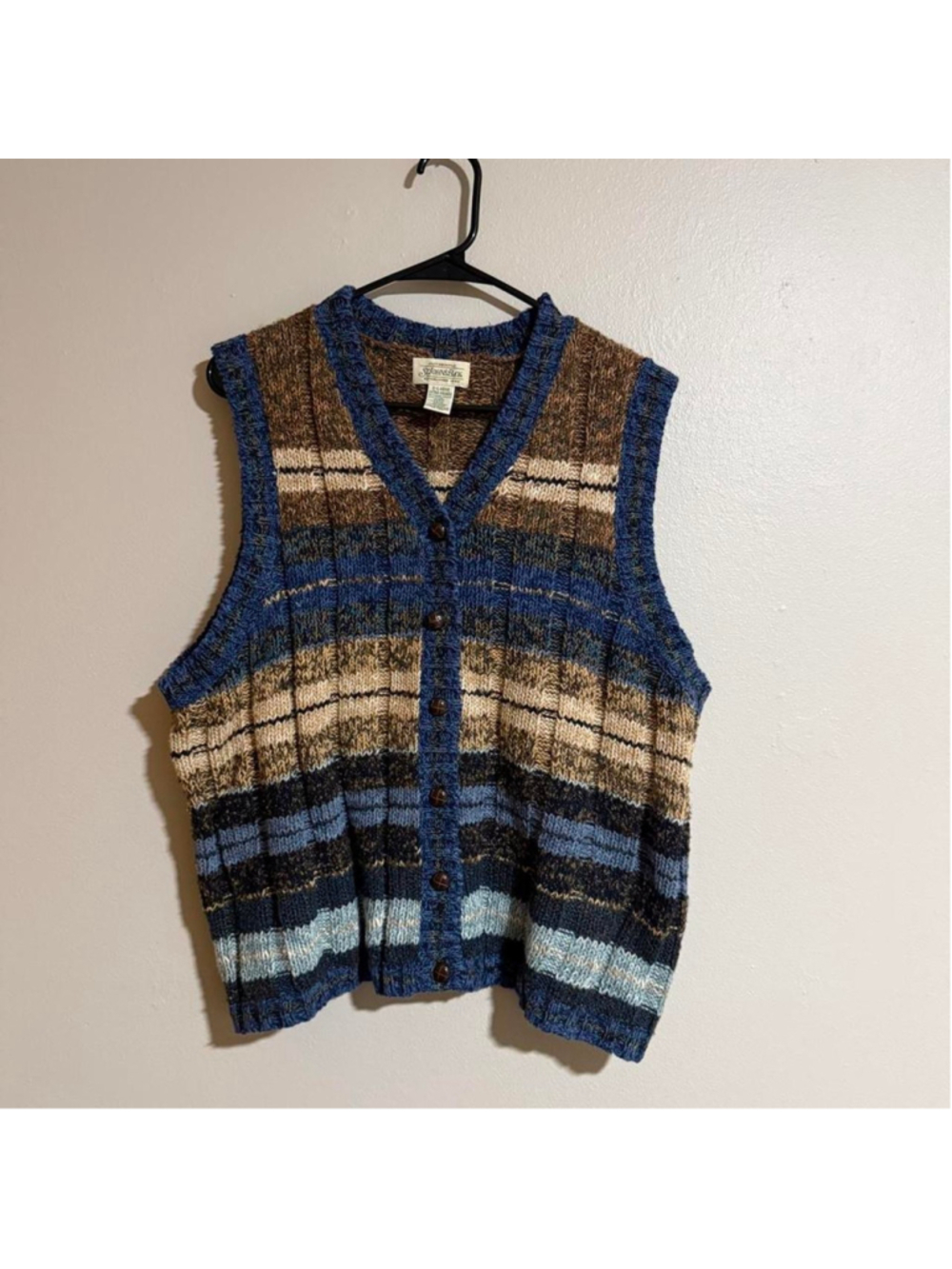 St. John's Bay multicoloured striped button up sweater vest Size XL